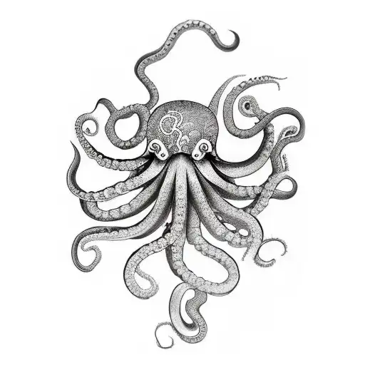 Octopus sleeve with clowds tattoo design idea