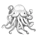 Octopus with background of japanese clowds tattoo design idea