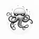 Octopus with background of japanese clowds tattoo design idea