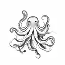 Octopus with background of japanese clowds tattoo design idea