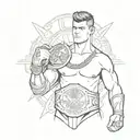 A sketch-style tattoo of Cody Rhodes holding a championship belt with Zelda-themed elements tattoo design idea