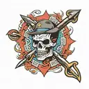 Sleeve tattoo in West Coast hip-oop style with a reference to the crips and bloods street gangs tattoo design idea
