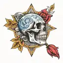 Sleeve tattoo in West Coast hip-oop style with a reference to the crips and bloods street gangs tattoo design idea