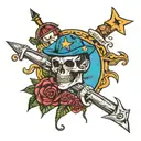 Sleeve tattoo in West Coast hip-oop style with a reference to the crips and bloods street gangs tattoo design idea