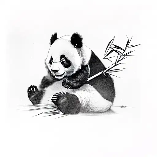 panda on bamboo  tattoo design idea
