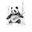 panda on bamboo  tattoo design idea