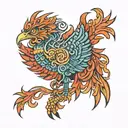Mayan phoenix rising tattoo design idea