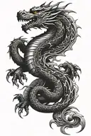 black dragon half arm sleeve tattoo design idea