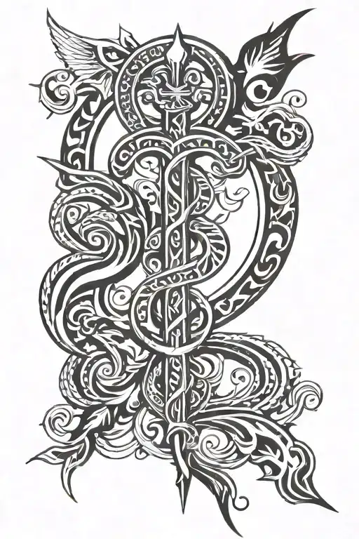 caduceus staff symbol tattoo design idea