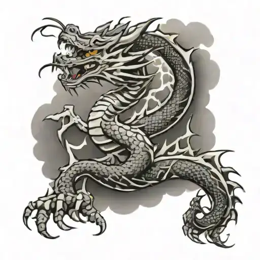 Dragon Thunder Clouds Black grey tattoo tattoo design idea