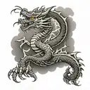 Dragon Thunder Clouds Black grey tattoo tattoo design idea