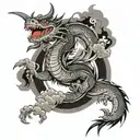 Dragon Thunder Clouds Black grey tattoo tattoo design idea