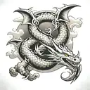 Dragon Thunder Clouds Black grey tattoo tattoo design idea