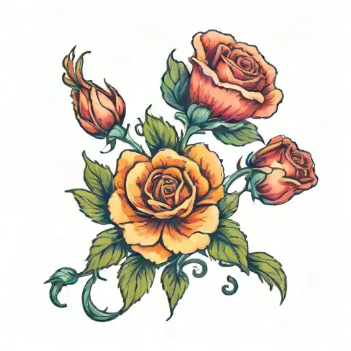 cancer birth flowers, Aries birth flowers and Aquarius birth flowers  tattoo design idea