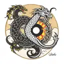 yin and yang dragon and snake sun and moon tattoo design idea