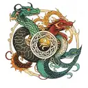 yin and yang dragon and snake sun and moon tattoo design idea