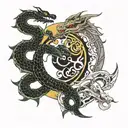 yin and yang dragon and snake sun and moon tattoo design idea