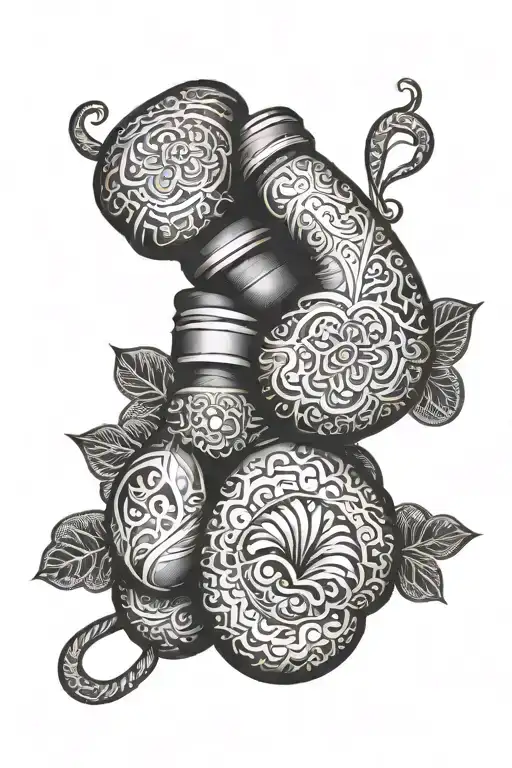 An intricate mandala design with boxing gloves at the center, symbolizing the balance between fighting and spirituality tattoo design idea