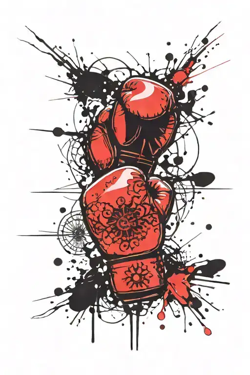 An intricate mandala design with boxing gloves at the center, symbolizing the balance between fighting and spirituality tattoo design idea