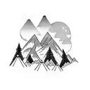 mountains, snowboard, camping, outdoors,  tattoo design idea