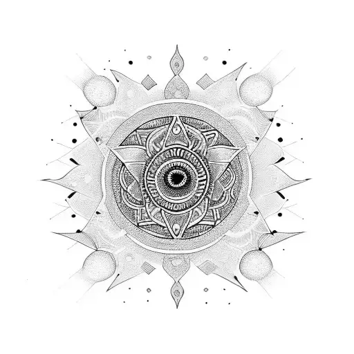 Mandala, evil eye and beagle tattoo design idea