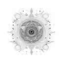 Mandala, evil eye and beagle tattoo design idea