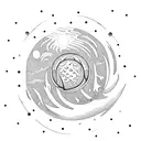 volcano sun moon wave tattoo design idea