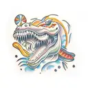 neotraditional trex face  tattoo design idea