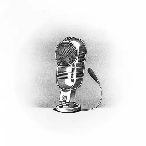 panda with vintage microphone tattoo design idea