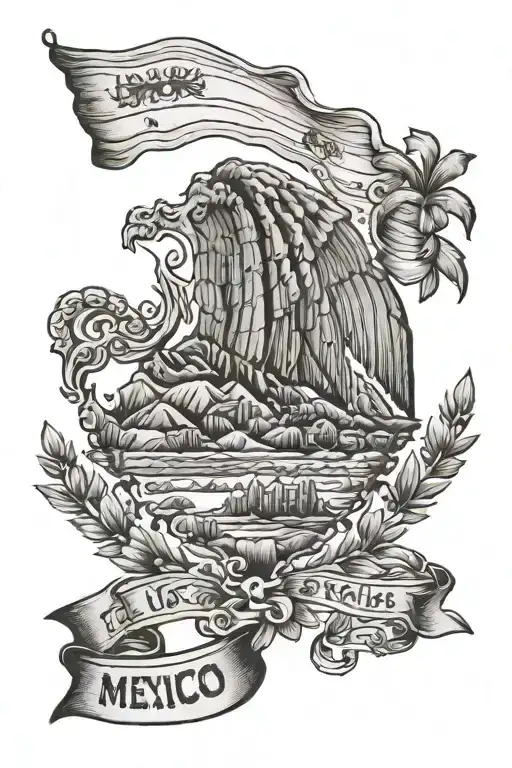 Los Angeles with Mexico flag tattoo design idea