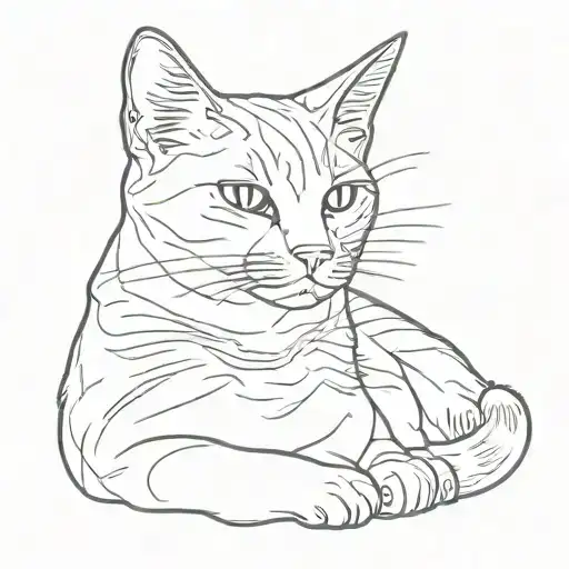Outline of a cat sitting tattoo design idea