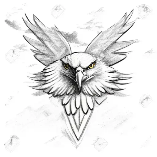 A sketch-style eagle with the American flag as its wings tattoo design idea