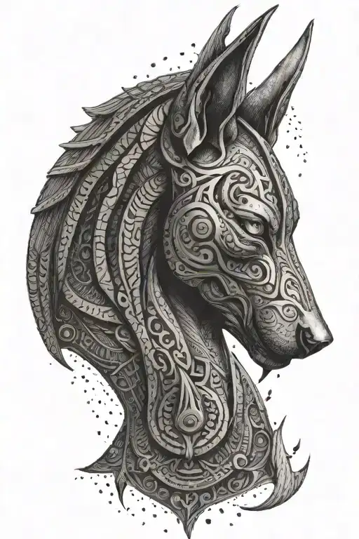 Anubis x Horus surrounded tattoo design idea