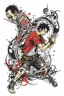 ace luffy and shanks tattoo design idea