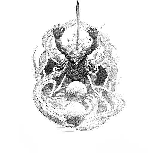 Sisyphus, break shackles, phoenix, Greek tattoo design idea