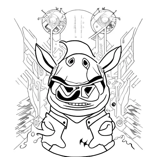 stitch in the art style of mike shinoda tattoo design idea