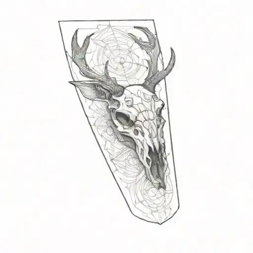 a deer skull thick and dark lines tattoo design idea