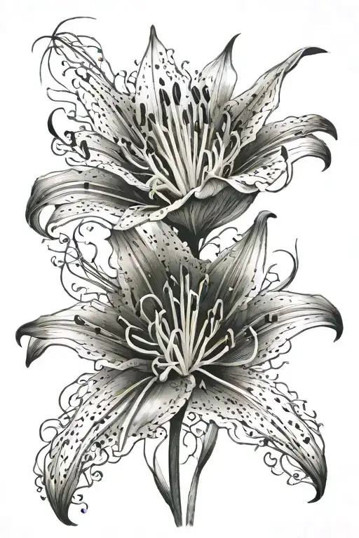 Spider lily flower tattoo design idea