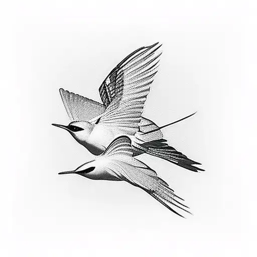 4 swallow birds flying up in a diagonal line tattoo design idea