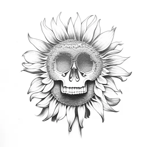 sunflower, into the after life, heart skull hands chicken nugget and a daisy tattoo design idea