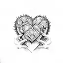 sunflower daisy chicken nugget in skull hands making a heart tattoo design idea