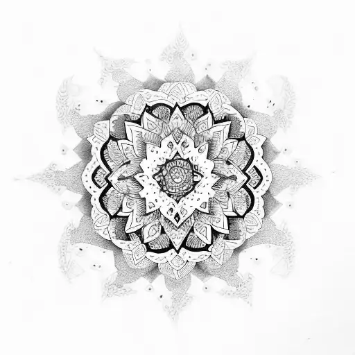 Mandala mixed with flowers and geometric paterns tattoo design idea