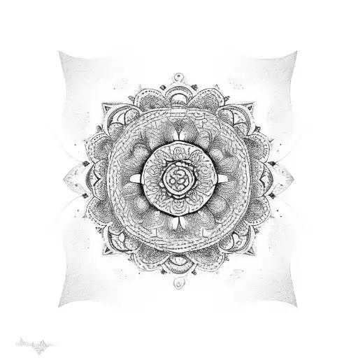 A mix between mandalas and flowers, design to be in an arm sleeve tattoo design idea