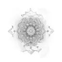 Mandala mixed with flowers and geometric paterns tattoo design idea