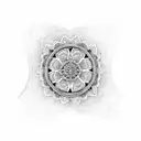 Mandala mixed with flowers and geometric paterns tattoo design idea