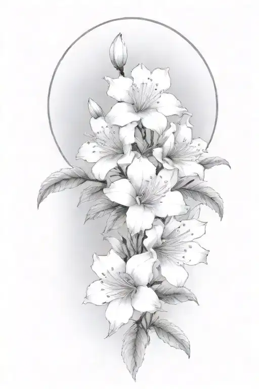 azaleas heavy linework tattoo design idea