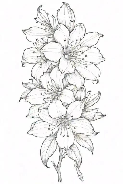 azalea flower outline tattoo design idea