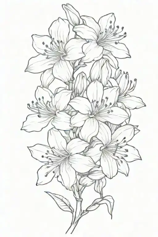 azalea flowers and buds outline s shape tattoo design idea