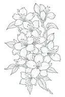 azalea flowers and buds outline s shape tattoo design idea