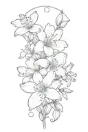 azalea flowers and buds outline s shape tattoo design idea
